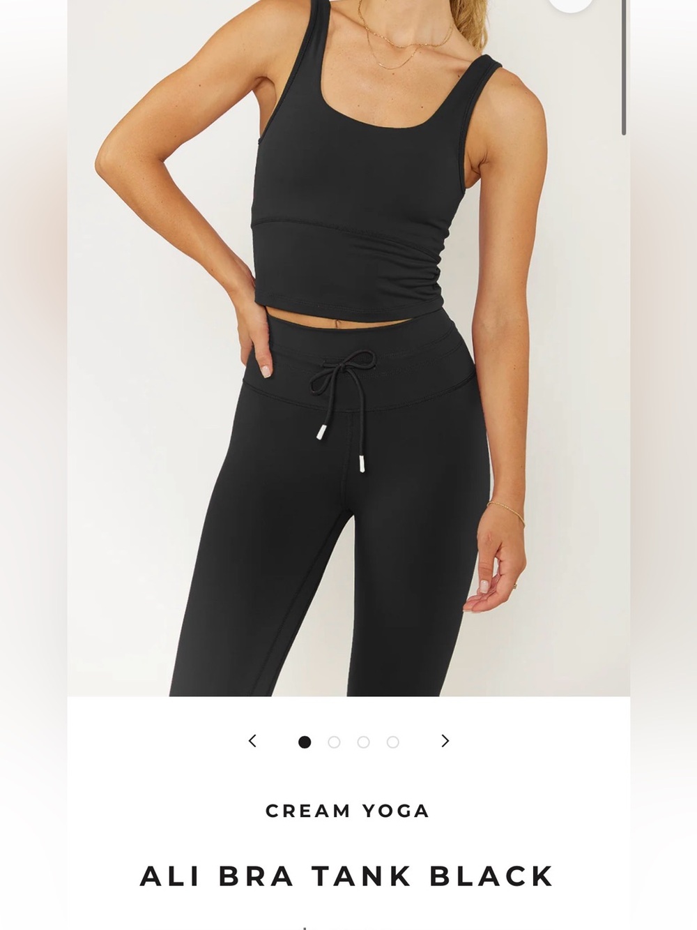 Cream Yoga Ali Bra Tank - Black